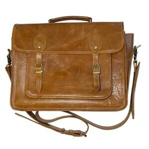 Vintage Brown Leather Satchel, Briefcase, Diaper Bag, Multi Purpose Shoulder Bag